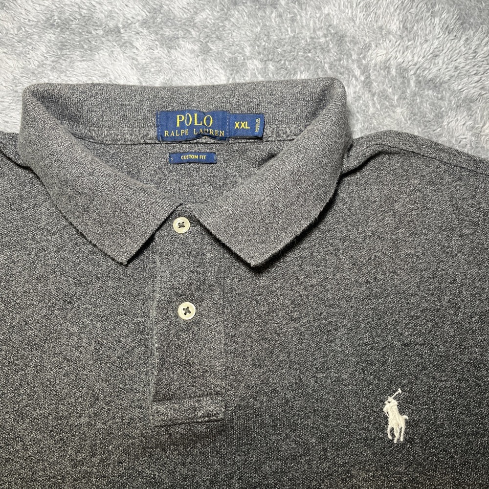 Polo Ralph Lauren Men's 2XL Custom Fit Grey Short Sleeve Shirt White Pony